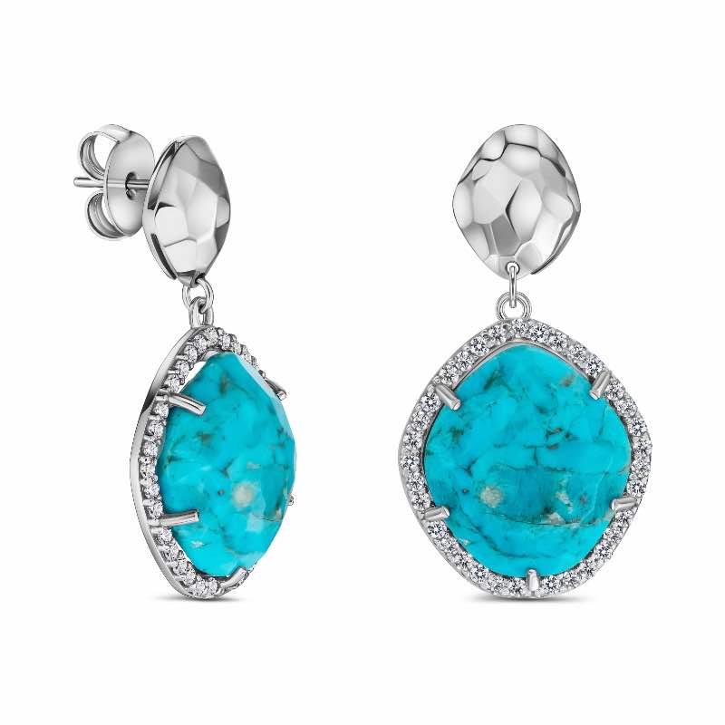 Sterling Silver Turquoise and Topaz Earrings
